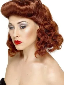 Pin Up Girl Pruik Kastanjebruin